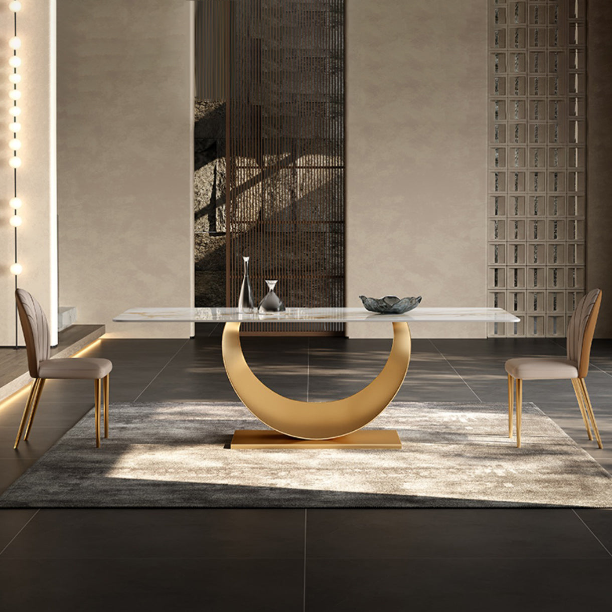 Glam 1/3/4/5/7 Pieces Dining Set Sintered Stone Dining Table Set