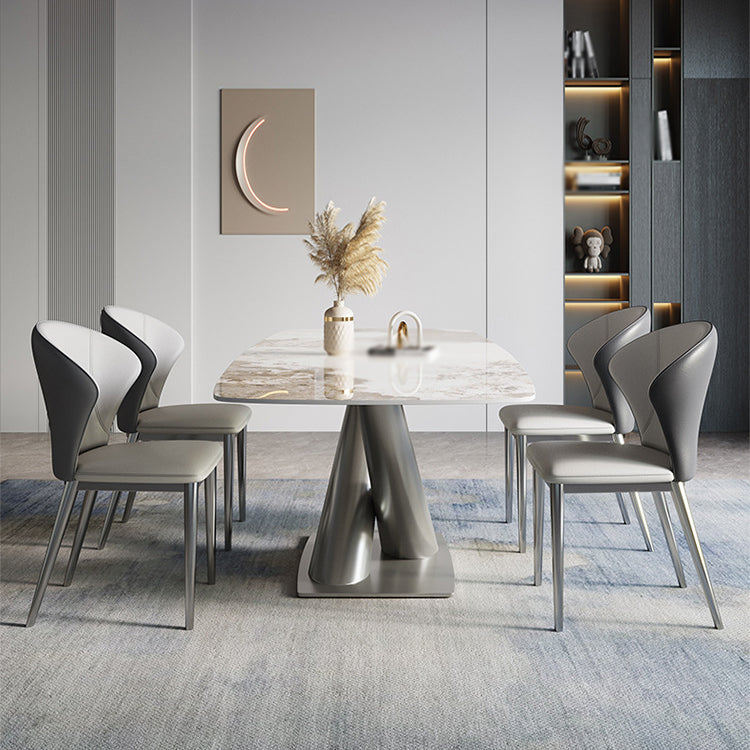 Designer Style 1/2/4/5/7 Pieces Dining Set Sintered Stone Dining Table with Leather Chairs