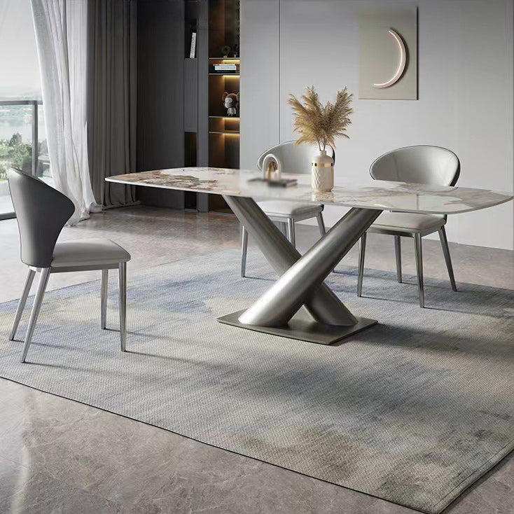 Designer Style 1/2/4/5/7 Pieces Dining Set Sintered Stone Dining Table with Leather Chairs