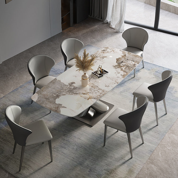 Designer Style 1/2/4/5/7 Pieces Dining Set Sintered Stone Dining Table with Leather Chairs