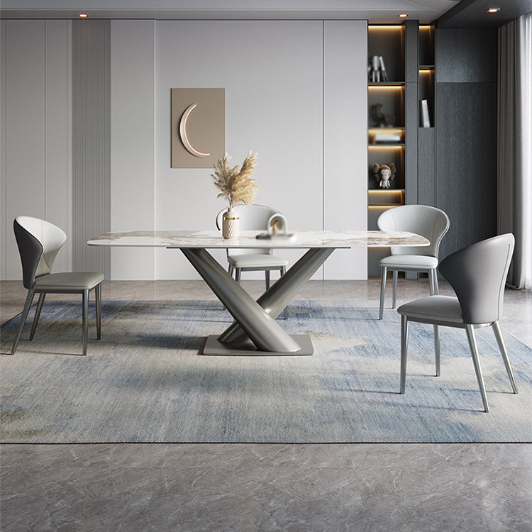 Designer Style 1/2/4/5/7 Pieces Dining Set Sintered Stone Dining Table with Leather Chairs