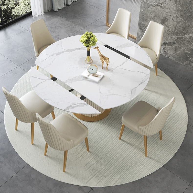 Glam 1/4/5/7 Pieces Leather Dinette Set with Sintered Stone Top Scalable Dining Table Set