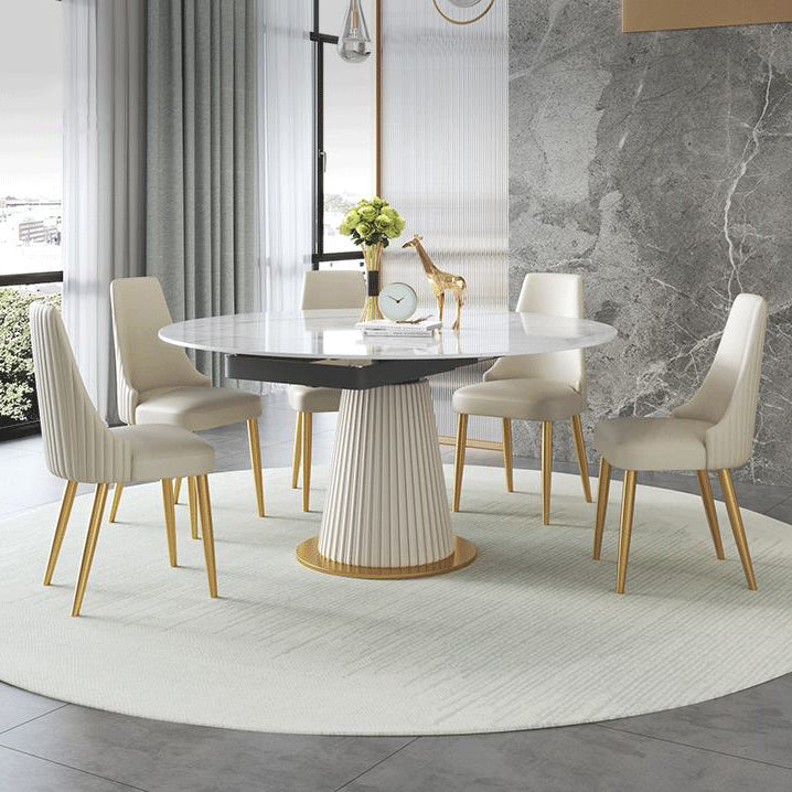 Glam 1/4/5/7 Pieces Leather Dinette Set with Sintered Stone Top Scalable Dining Table Set