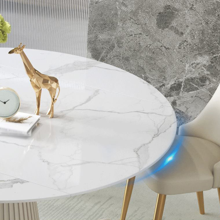 Glam 1/4/5/7 Pieces Leather Dinette Set with Sintered Stone Top Scalable Dining Table Set