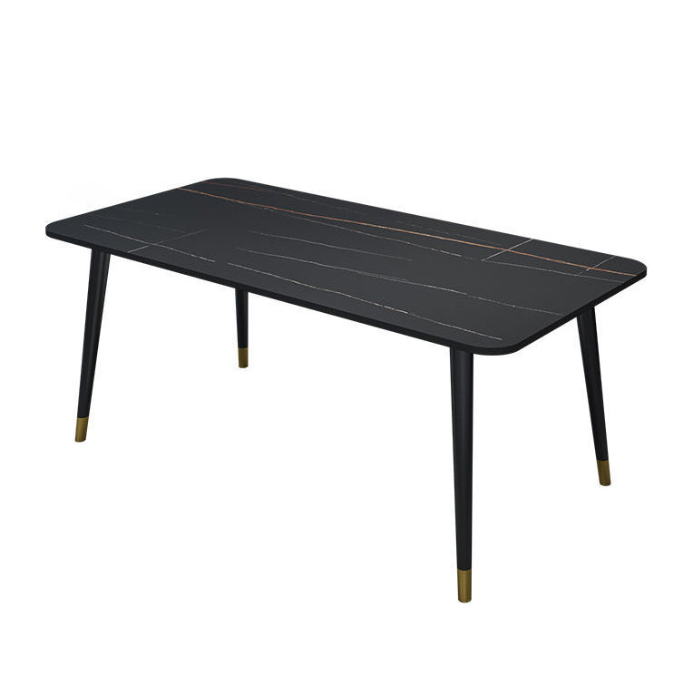 Glam Stone Rectangle Dining Table Matte Finish Home Table with 4 Legs
