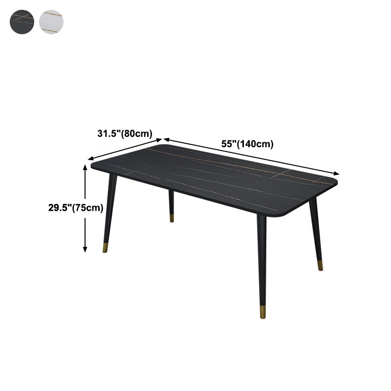 Glam Stone Rectangle Dining Table Matte Finish Home Table with 4 Legs