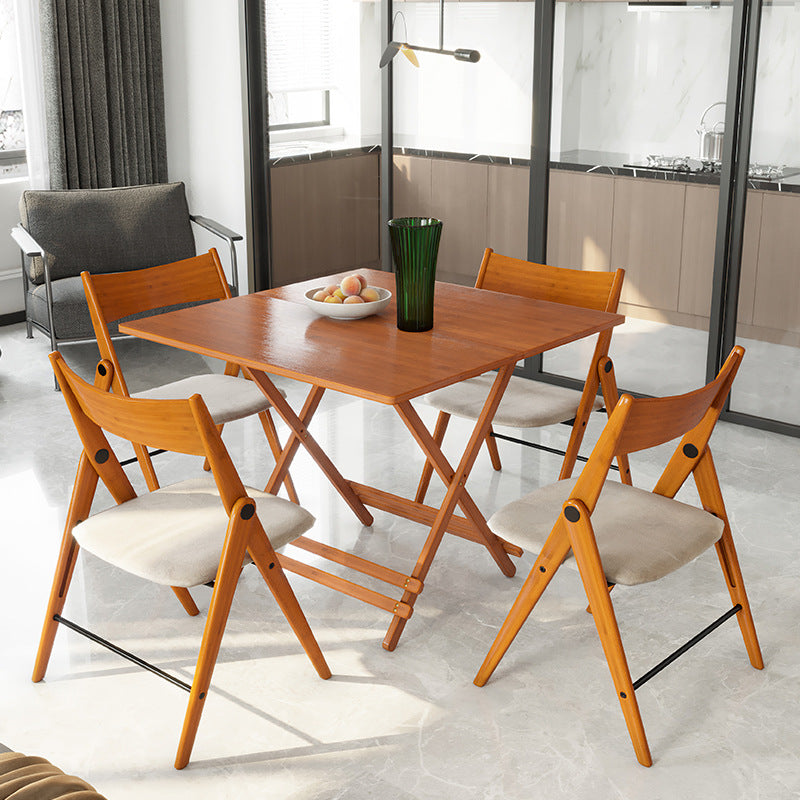 Modern Bamboo Pedestal Dining Table Natural Folding Table for Kitchen