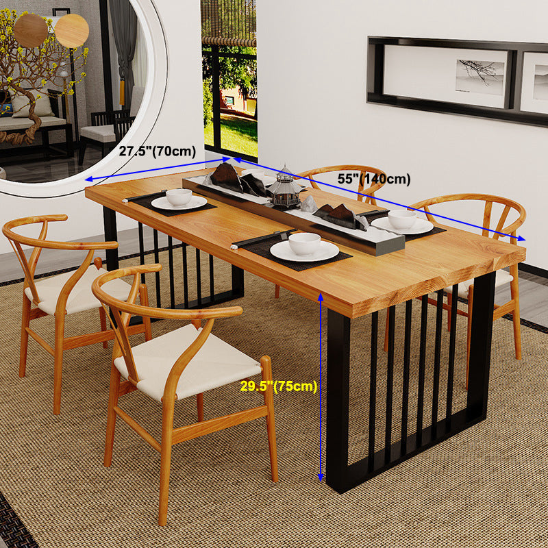 Table de salle à manger contemporaine en bois Table de salle à manger rectangulaire avec base sur piédestal en noir