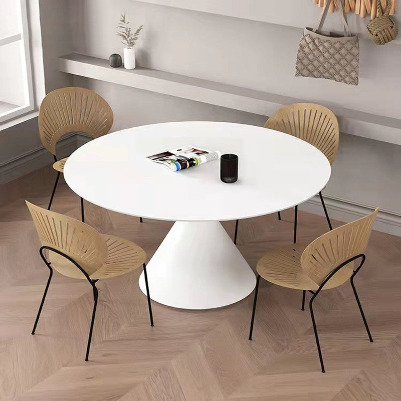 Modern Stone Pedestal Dining Table Matte Finish Round Table for Kitchen