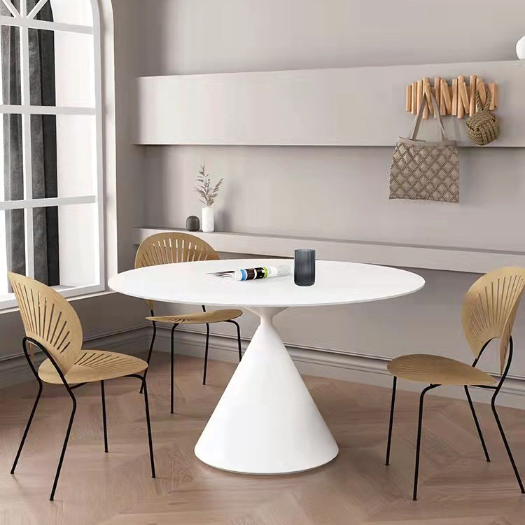 Modern Stone Pedestal Dining Table Matte Finish Round Table for Kitchen