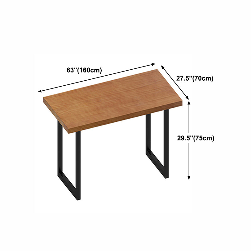 Industrial Wood Double Pedestal Dining Table Natural Rectangle Table