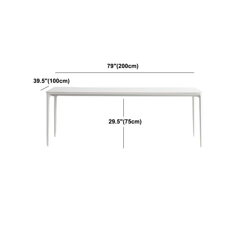 Modern White Stone Table 4 Legs Rectangle Dining Table for Kitchen