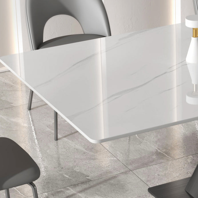 Modern Sintered Stone Dining Table White Dining Room Table with Pedestal Base