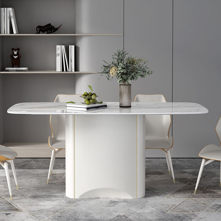 Table à manger en pierre frittée, ton blanc, guéridon de luxe pour salle à manger