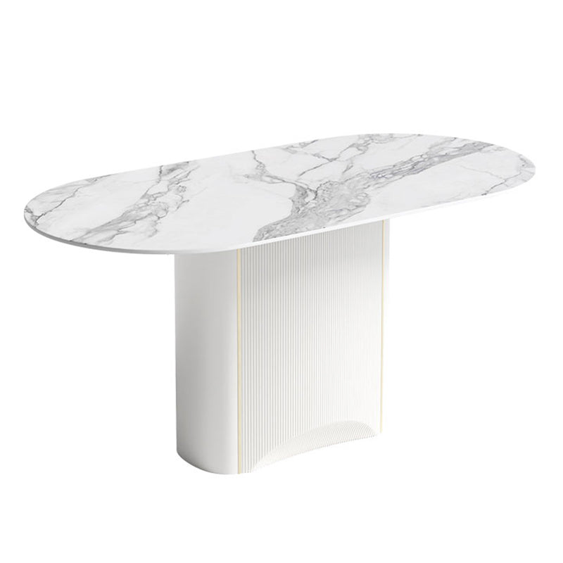 Table à manger en pierre frittée, ton blanc, guéridon de luxe pour salle à manger