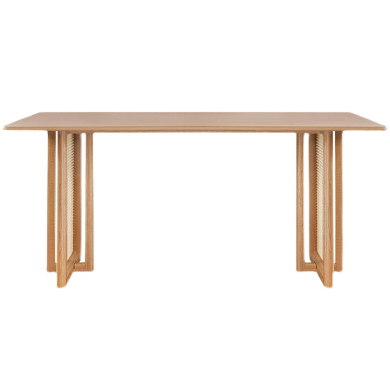 Modern Oak Table for Restaurant Rectangle Dining Table with Double Pedestal