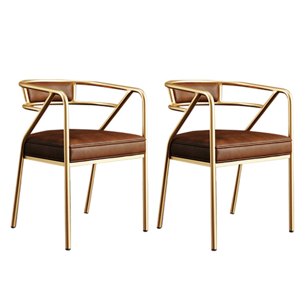 Glam Style Indoor Arm Chair Open Back 21.65" Wide Dining Chair