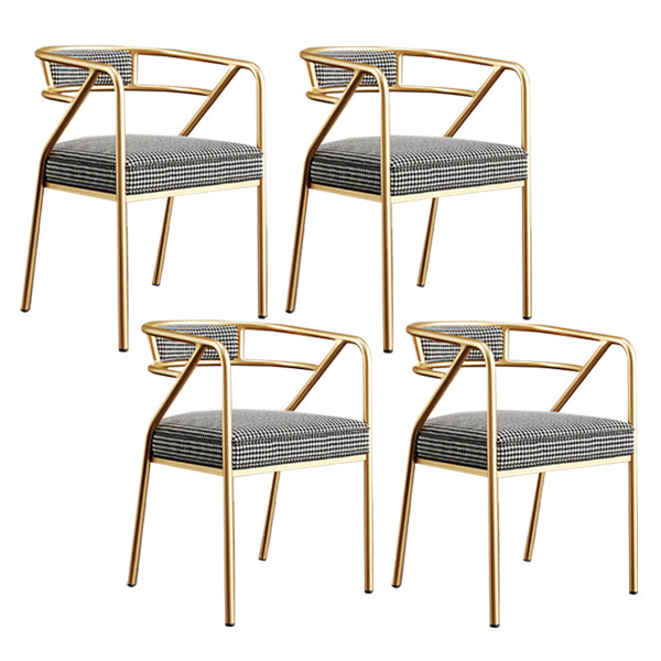Glam Style Indoor Arm Chair Open Back 21.65" Wide Dining Chair