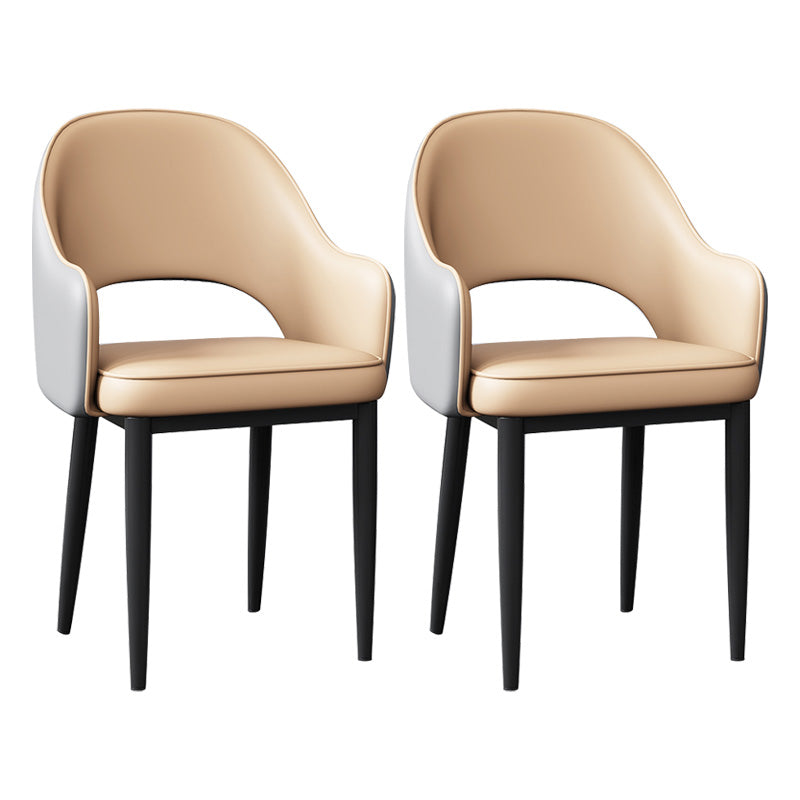 Glam Open Back Dining Arm Chair Leather Dining Chair for Kitchen