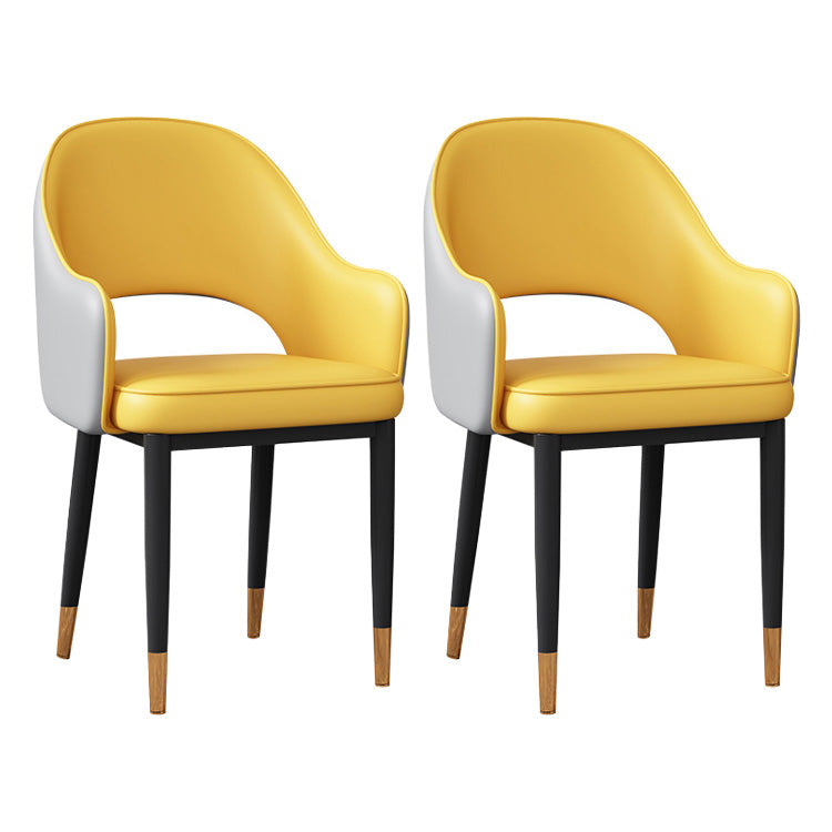 Glam Open Back Dining Arm Chair Leather Dining Chair for Kitchen
