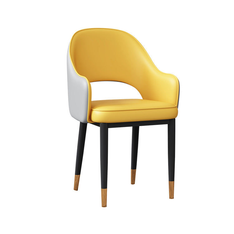 Glam Open Back Dining Arm Chair Leather Dining Chair for Kitchen