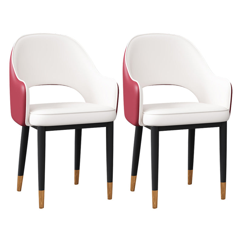Glam Open Back Dining Arm Chair Leather Dining Chair for Kitchen