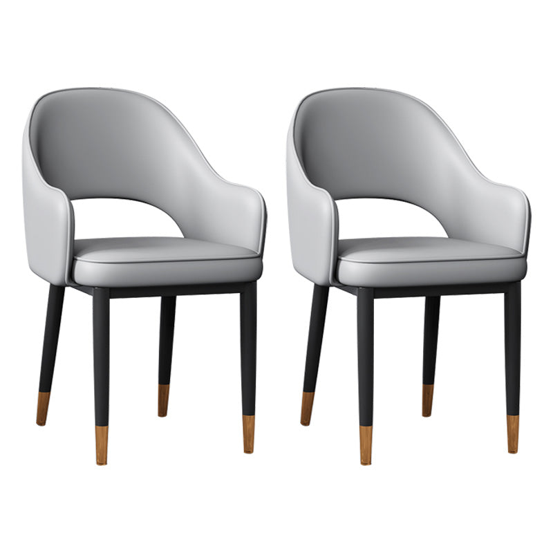 Glam Open Back Dining Arm Chair Leather Dining Chair for Kitchen