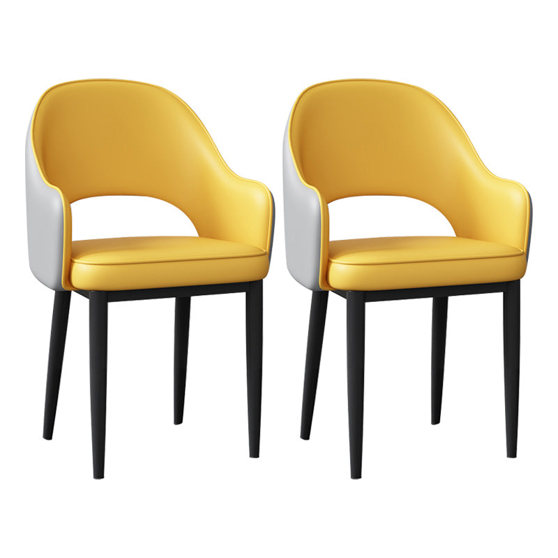Glam Open Back Dining Arm Chair Leather Dining Chair for Kitchen