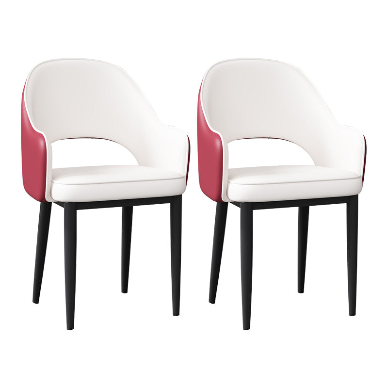 Glam Open Back Dining Arm Chair Leather Dining Chair for Kitchen