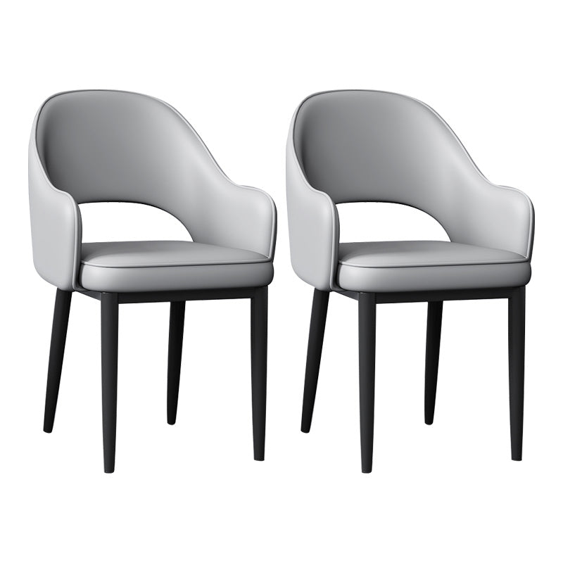 Glam Open Back Dining Arm Chair Leather Dining Chair for Kitchen