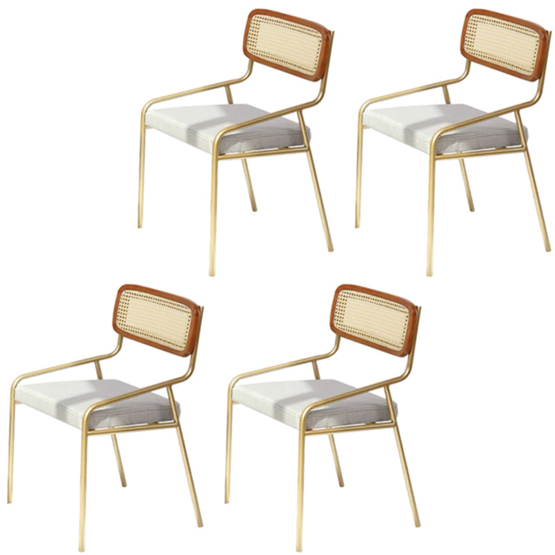 Modern Style Fabric Side Chair Cane Back Armless Dining Chair
