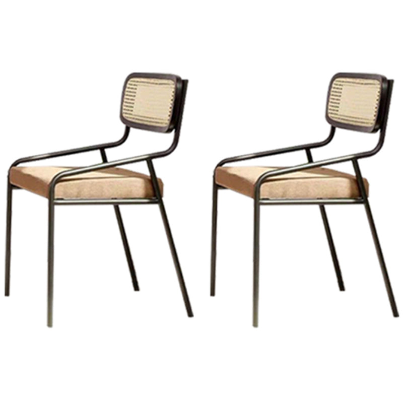Modern Style Fabric Side Chair Cane Back Armless Dining Chair