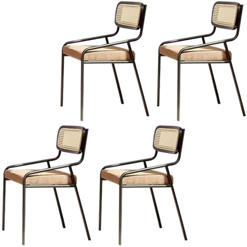 Modern Style Fabric Side Chair Cane Back Armless Dining Chair