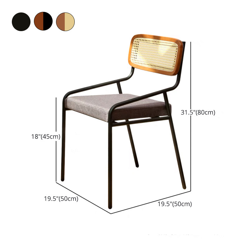 Modern Style Fabric Side Chair Cane Back Armless Dining Chair