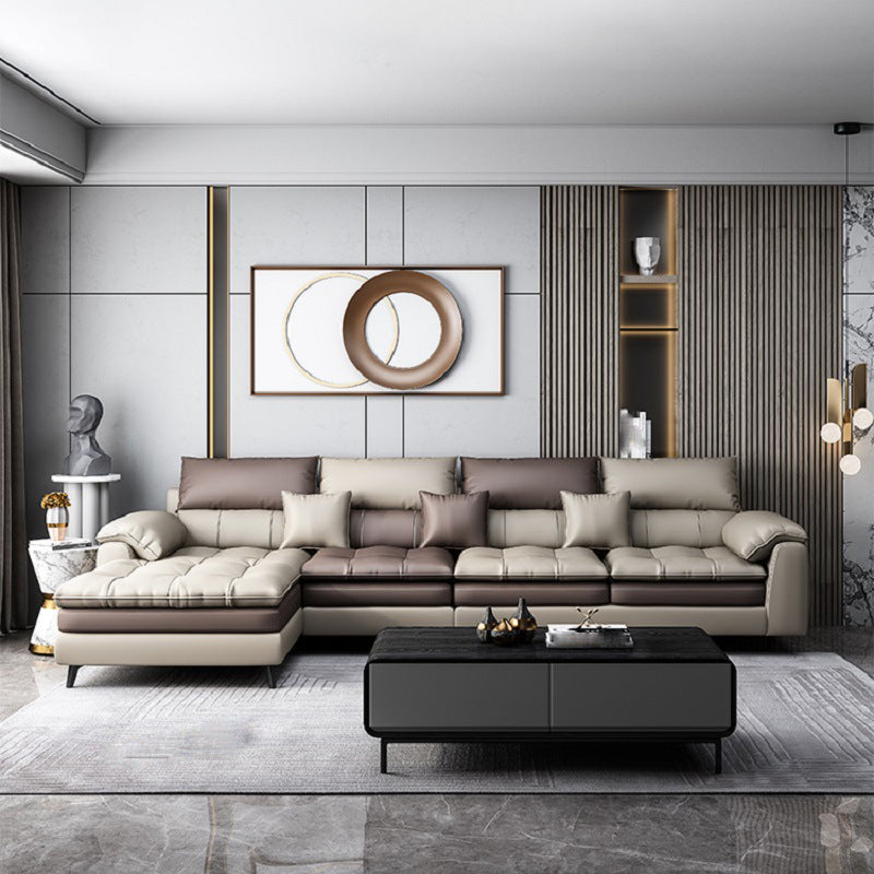 Faux leather High Back Pillow Top Arm Sofa and Sectional with Stain-Resistant