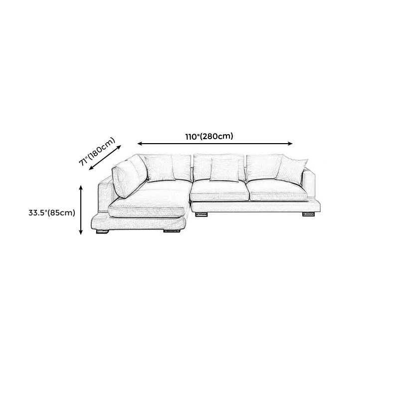 Square Arm Sectional for Living Room with Pillowed Back Cushions