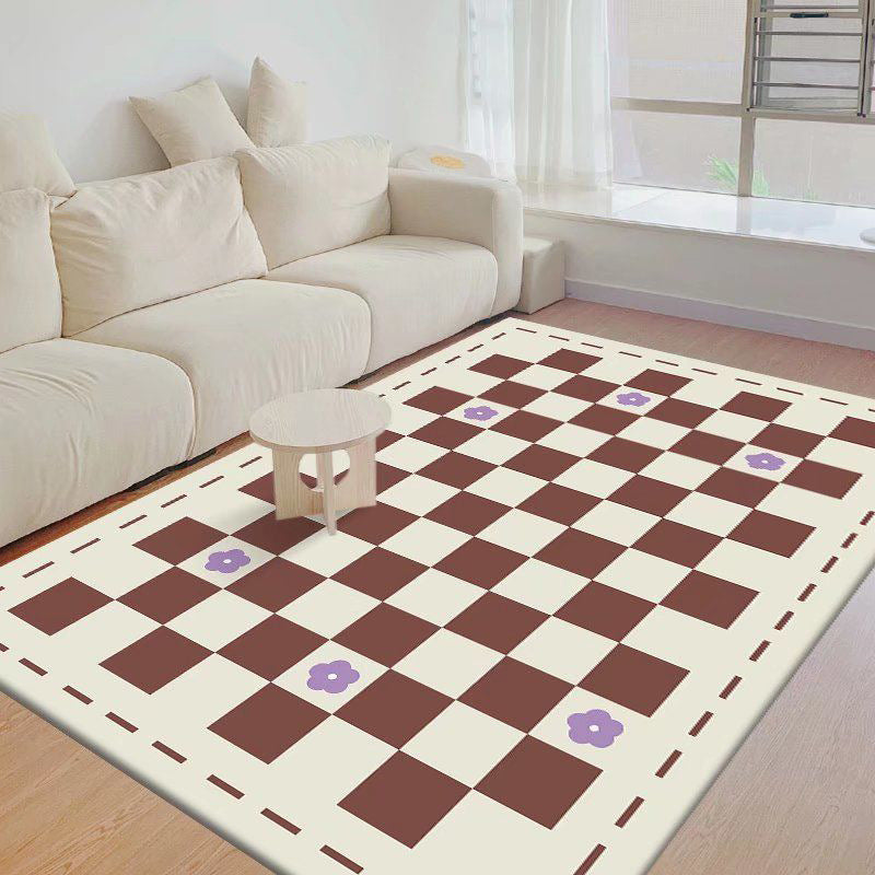 lattice Anti-Slip Backing Rug Rectangle Colorful Soft Loom Rug for Bedroom