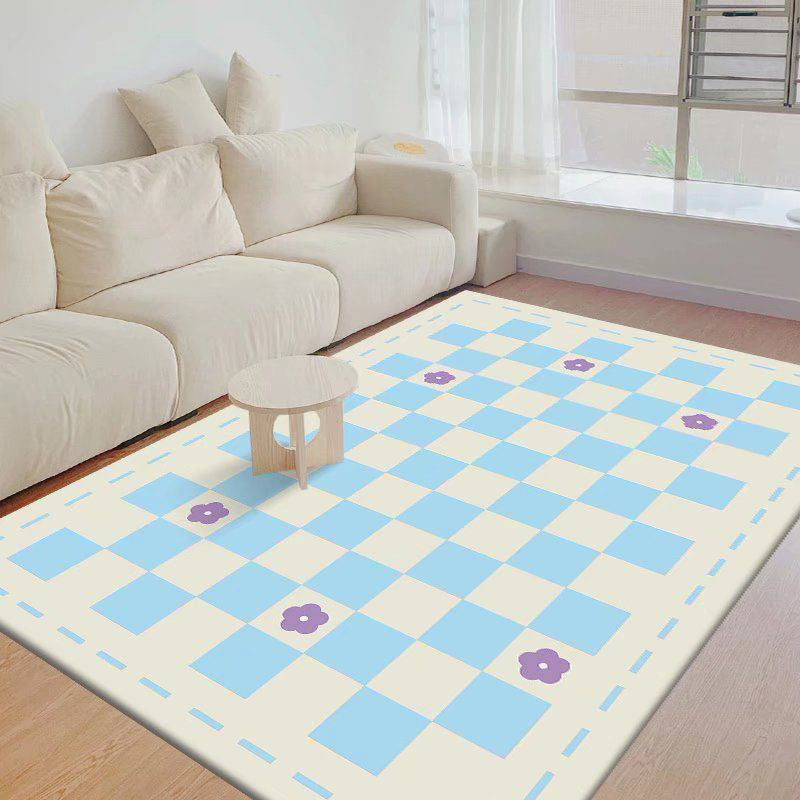 lattice Anti-Slip Backing Rug Rectangle Colorful Soft Loom Rug for Bedroom