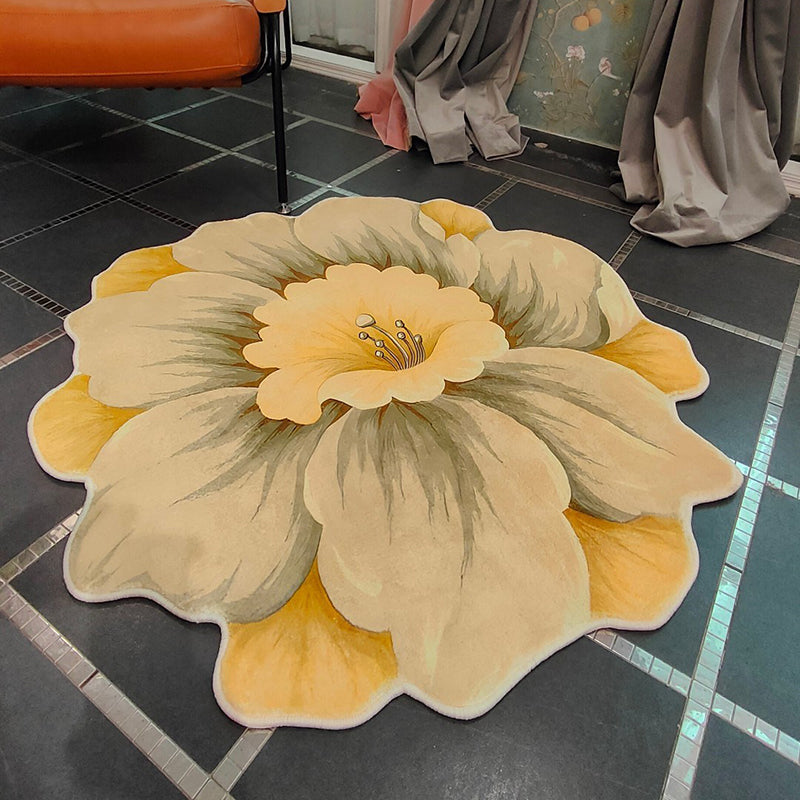 Irregular Flowers Shape Rug Living Room Carpet Polyester Washable Area Rug
