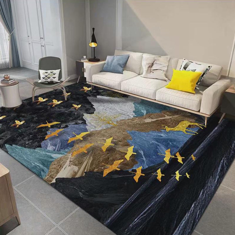 Abstrakter Aquarell-Teppich, rechteckig, schmutzabweisender Teppich für Heimdekoration