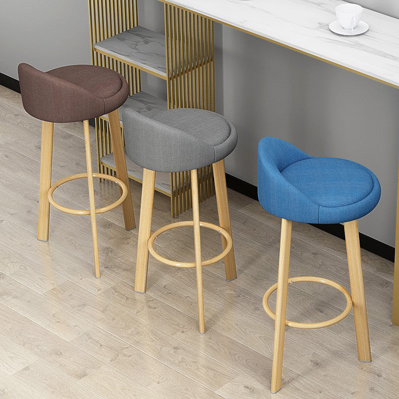 Modern Armless Backrest Counter Stool Steel Cafe Bar Stool with Cushion and Pedal