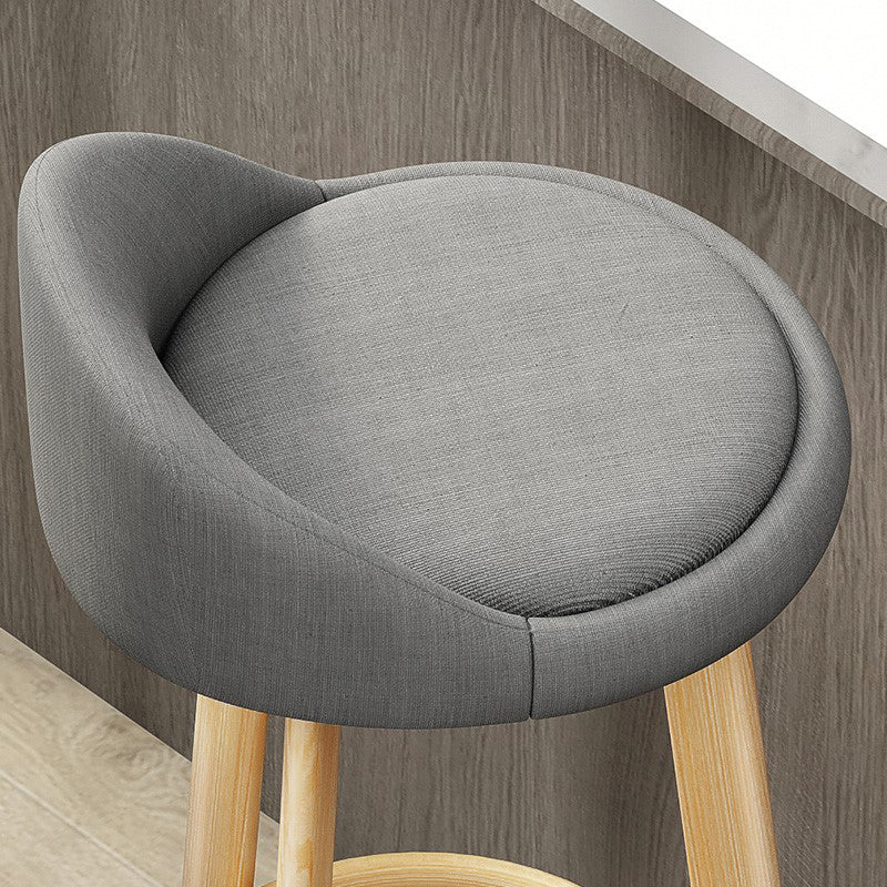 Modern Armless Backrest Counter Stool Steel Cafe Bar Stool with Cushion and Pedal