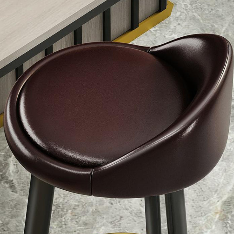 Modern Armless Backrest Counter Stool Steel Cafe Bar Stool with Cushion and Pedal