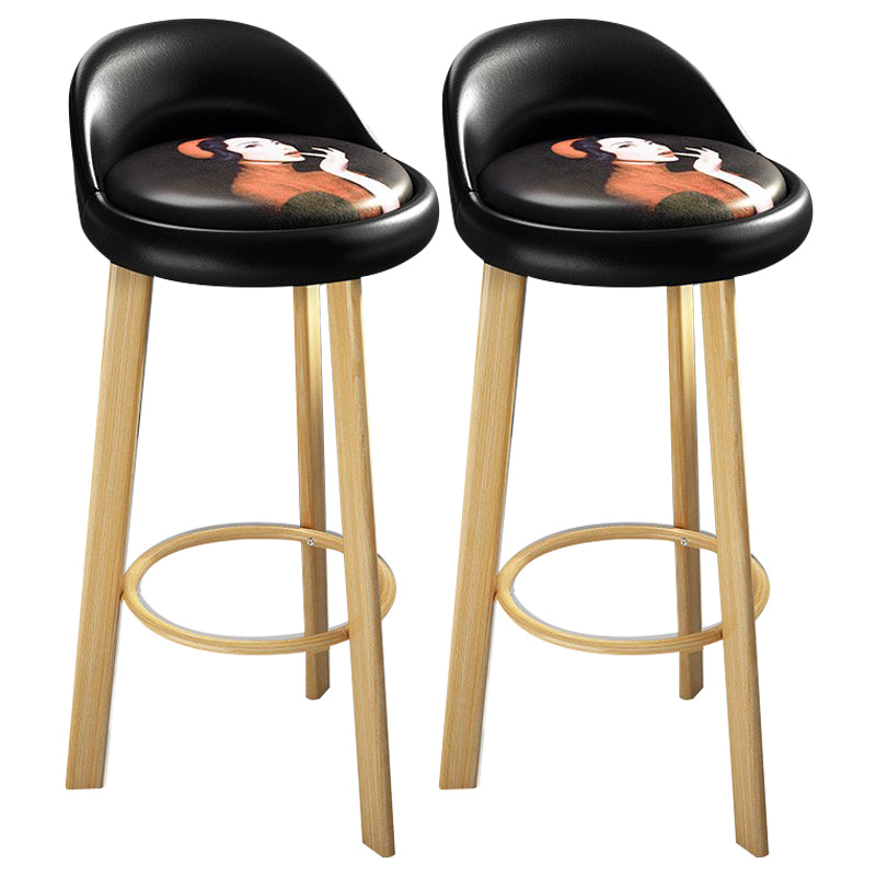 Modern Armless Backrest Counter Stool Steel Cafe Bar Stool with Cushion and Pedal