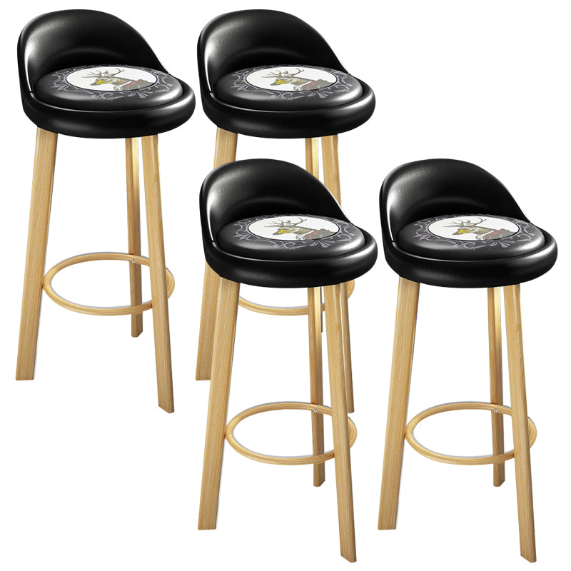 Modern Armless Backrest Counter Stool Steel Cafe Bar Stool with Cushion and Pedal
