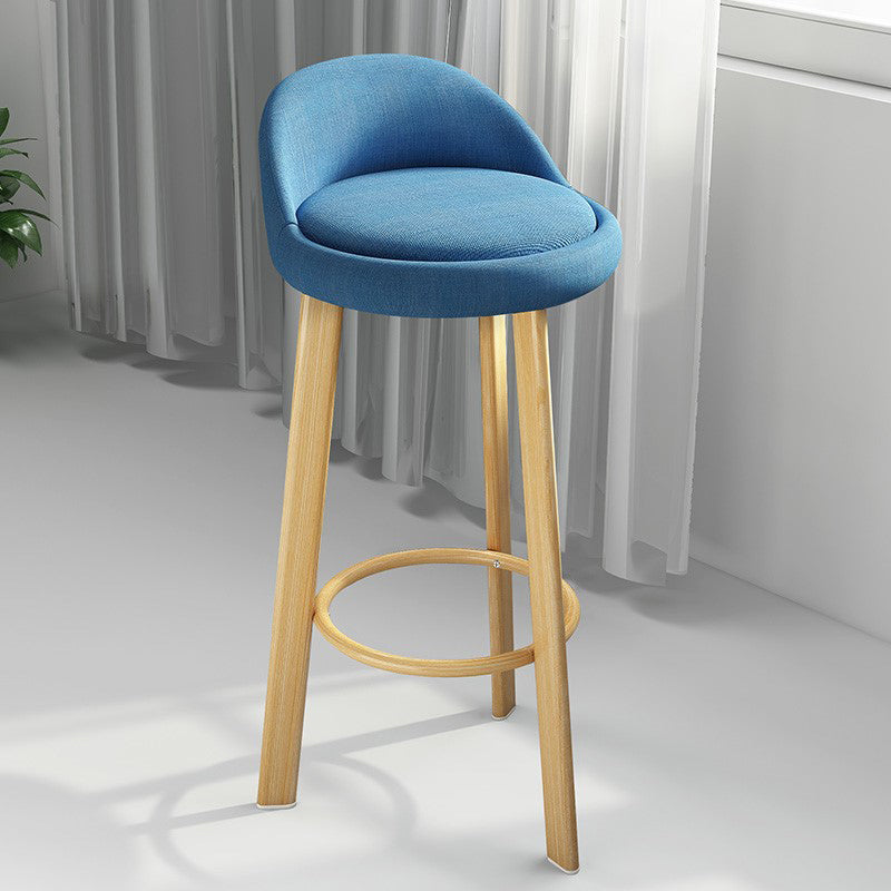 Modern Armless Backrest Counter Stool Steel Cafe Bar Stool with Cushion and Pedal