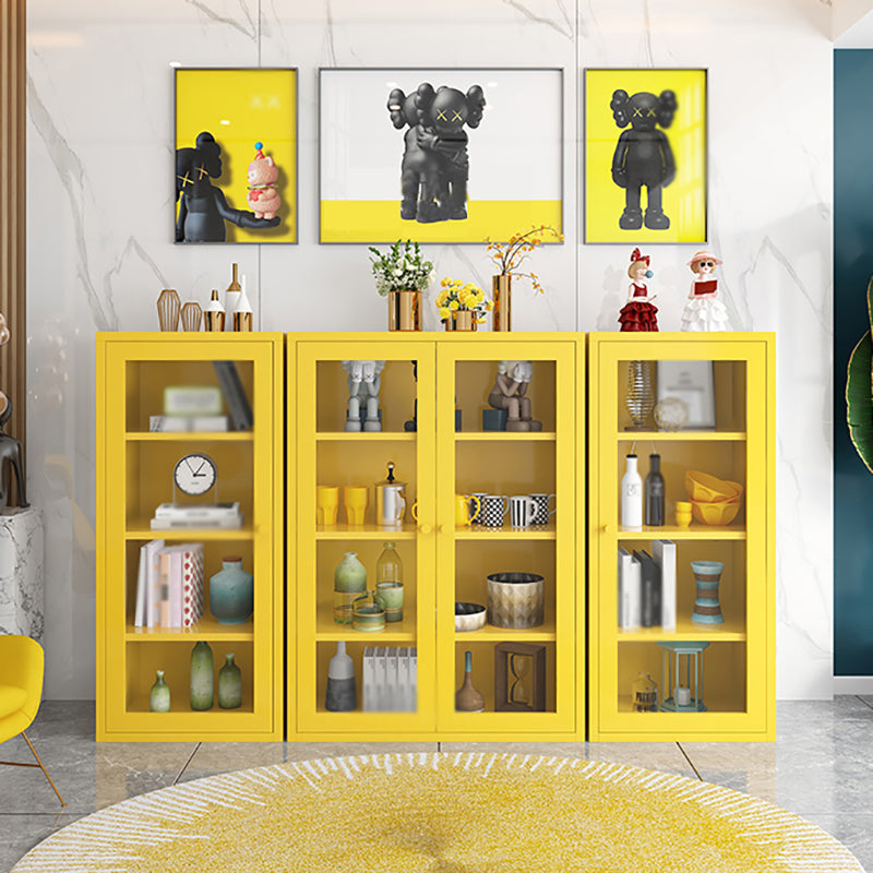 Steel Dining Room Sideboard Cabinet Modern Server Cabinet with Storage and Two Doors