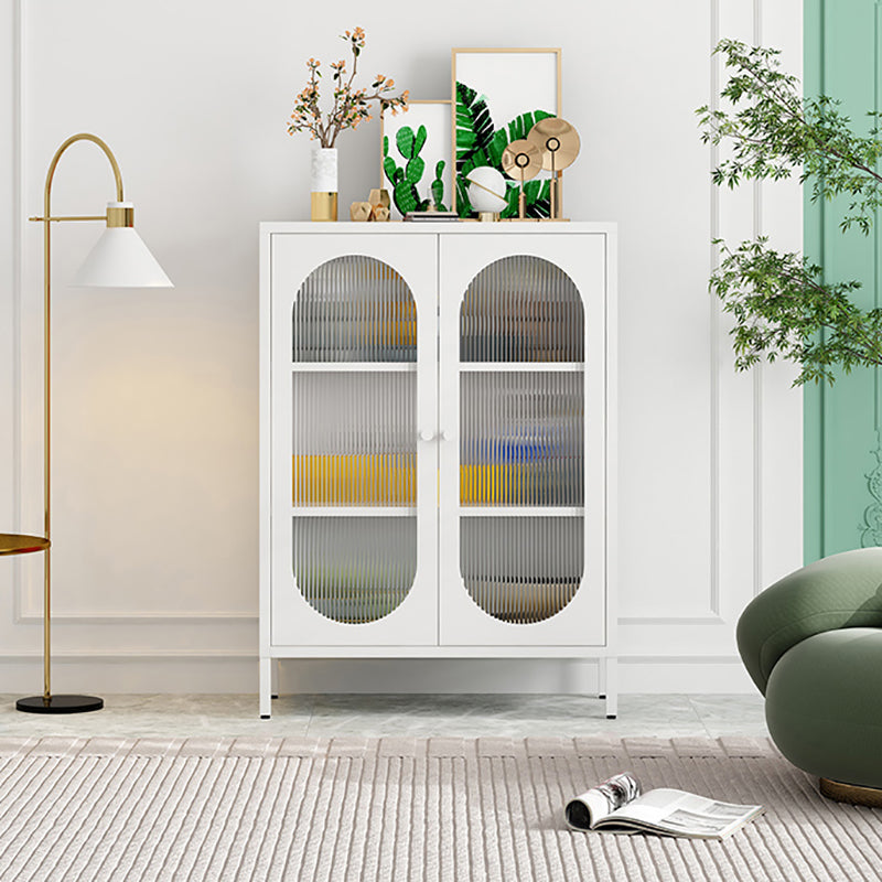 Steel Dining Room Sideboard Cabinet Modern Server Cabinet with Storage and Two Doors