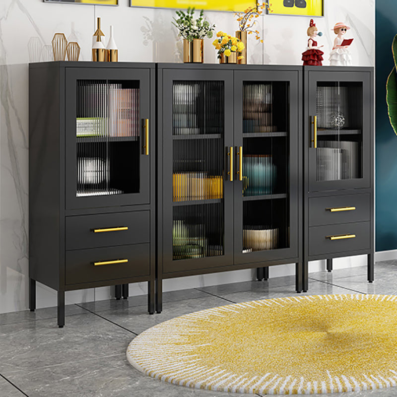Steel Dining Room Sideboard Cabinet Modern Server Cabinet with Storage and Two Doors