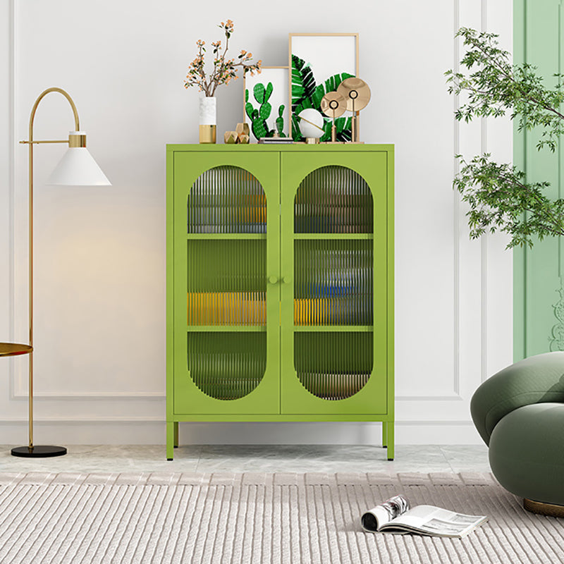 Steel Dining Room Sideboard Cabinet Modern Server Cabinet with Storage and Two Doors